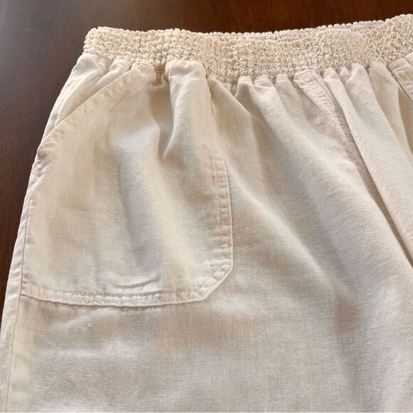 Westbound Linen Blend Capri Pants White 2X Plus Size Elastic Waist Casual Boho - Picture 3 of 8